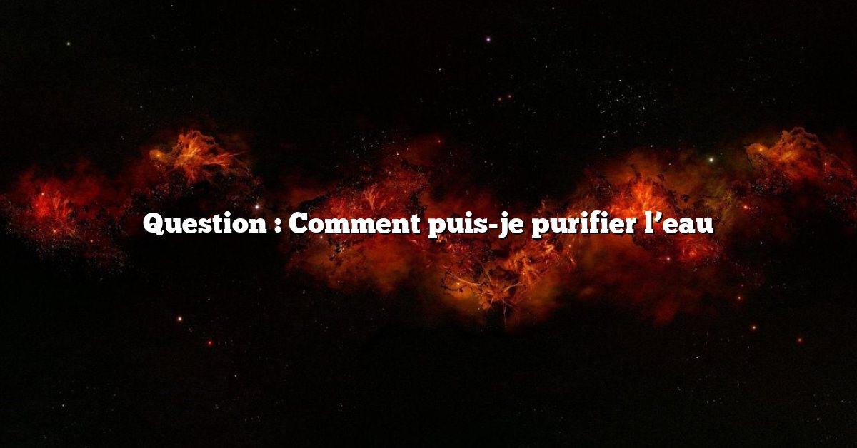 Question : Comment puis-je purifier l’eau